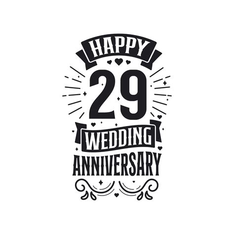 29 Years Anniversary Celebration Typography Design Happy 29th Wedding
