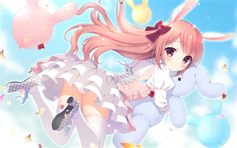 Wallpaper Anime Girl Loli Dress Bunny Ears Jumping Resolution