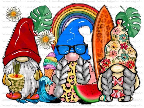 Summer Gnomes Png Summer Sublimation Designhand Drawn Gnomes Etsy