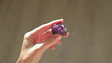 Hands Of Woman Hold Gemstone Amethyst Stock Footage Video Of Isolated