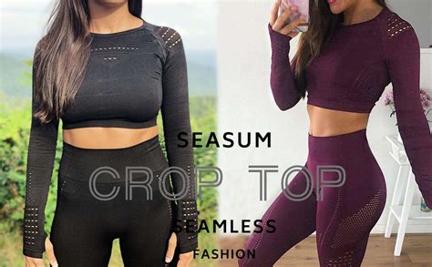 Seasum Workout Crop Tops For Women Long Sleeves Gym Shirts L At Amazon Women’s Clothing Store