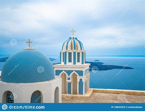 Church At Santorini Island In Greece One Of The Most