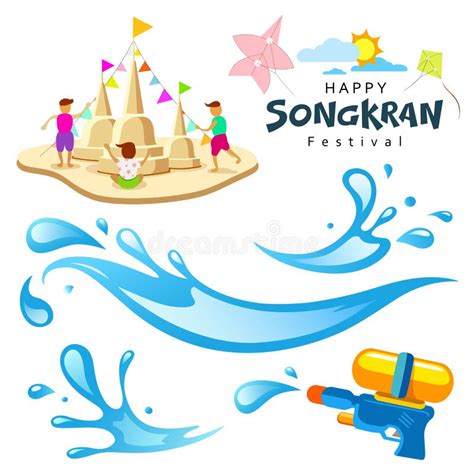 Songkran Festival Of Thailand Design Stock Vector Illustration Of