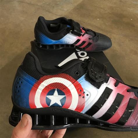 Adidas Adipower Weightlifting Shoes Captain America Theme Custom