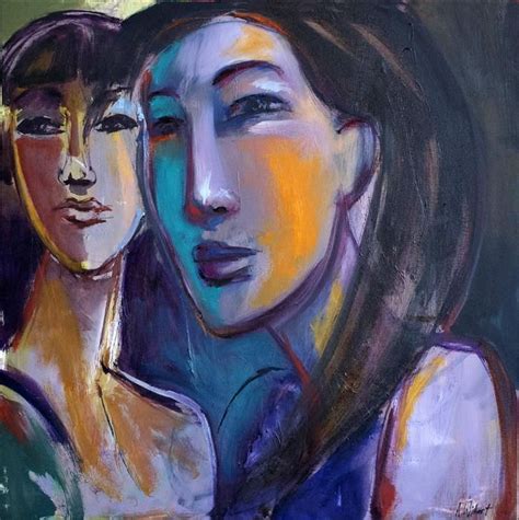Two Women By Allen Wittert 2275 Oil Painting 36 H X 36 W