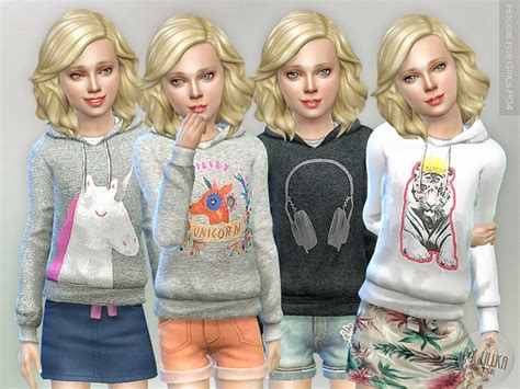 The Sims Resource Hoodie For Girls P04 By Lillka • Sims 4 Downloads