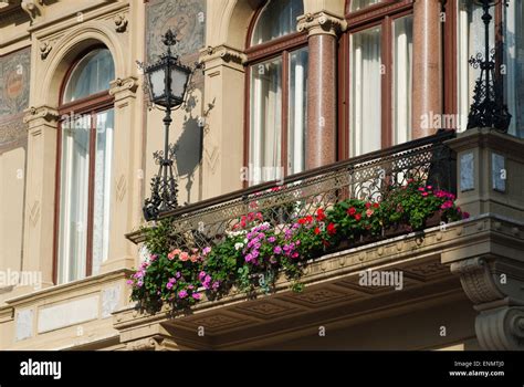Flowered Balcony Vienna Austria Stock Photo Alamy