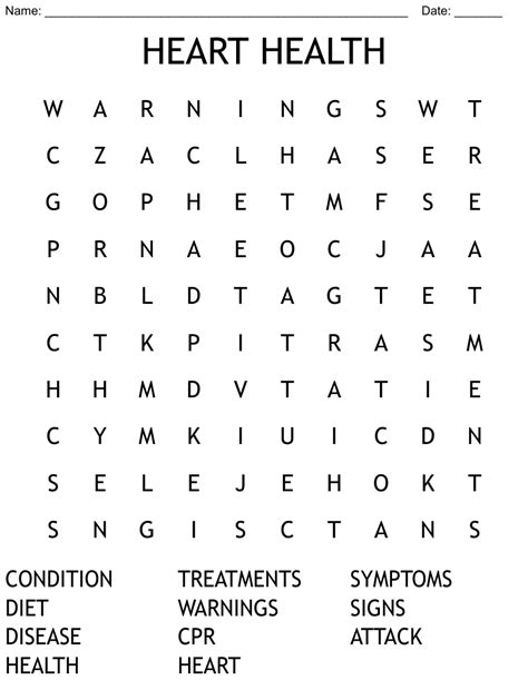 Heart Health Word Search Wordmint