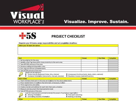 5s Project Checklist Visual Workplace 40 Off