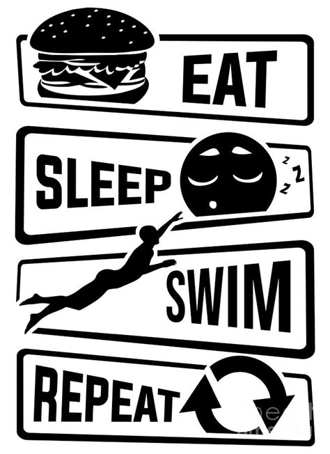 Eat Sleep Swim Repeat Swimming Water Sports Pool Digital Art By Mister