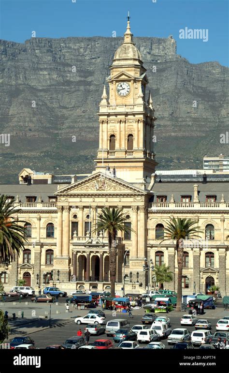 Table Mountain And City Hall On Darling Street Cape Town South Africa
