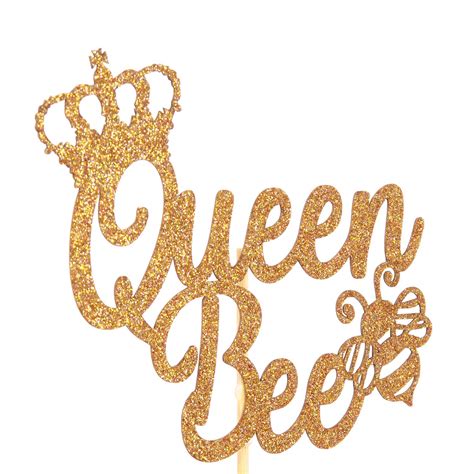 gold glitter queen bee cake topper for bumble bee themed happy birthday happy mother s day bee