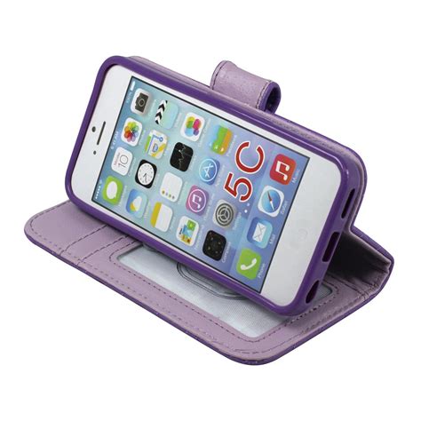 Wholesale Iphone 5c Quilted Flip Leather Wallet Case Purple