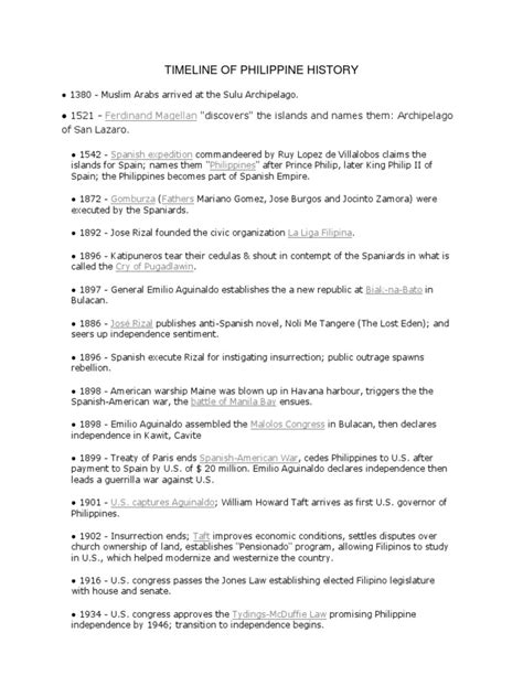 Timeline Of Philippine History Pdf President Of The Philippines