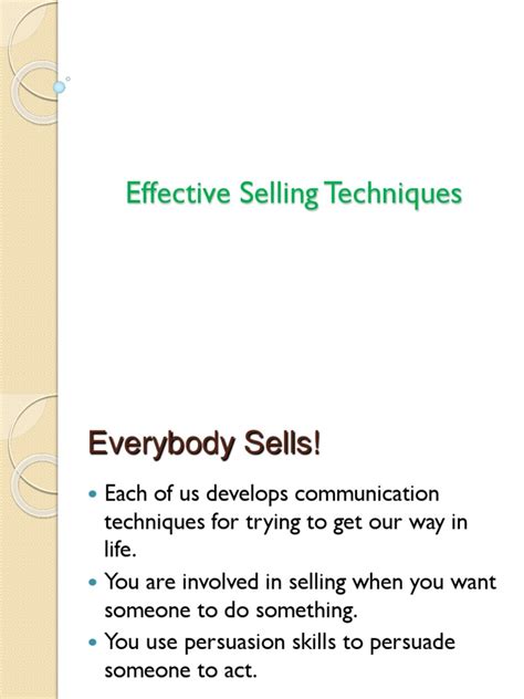 Effective Selling Techniques Sales Retail