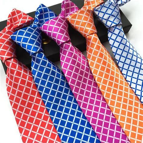 Mantieqingway Plaid Ties For Mens 8cm Wide Neck Tie Business Tie Bright