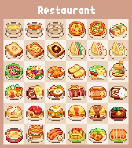 Restaurant Foods Icon By Chansui Pixel Art Food Cool Pixel Art Pixel
