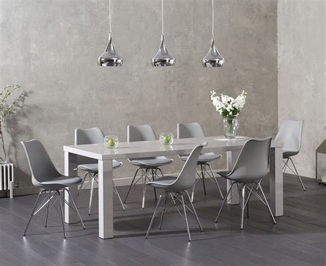 Keep it monochromatic with our black, grey and white leather dining chairs for a modern aesthetic, or go. Atlanta 200cm Light Grey High Gloss Dining Table with ...