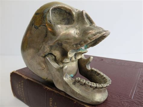 Vintage Artist Signed Kinetic Bronze Sculpture Of Skull Etsy