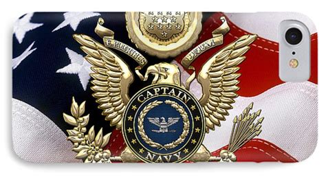 Us Navy Captain Capt Rank Insignia Over Gold Great Seal Eagle And