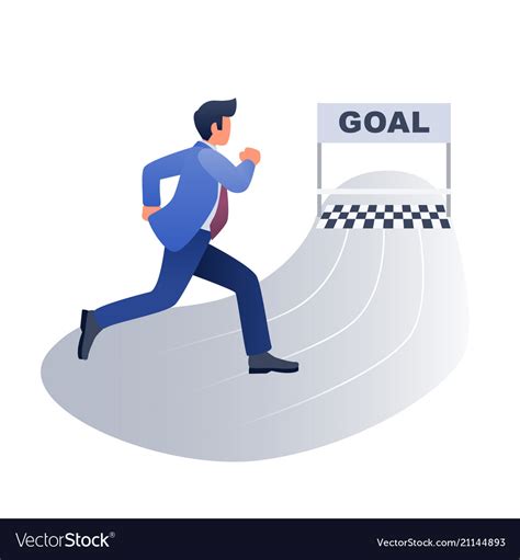 Businessman Running Towards Goal Concept Vector Image