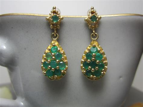 Emerald Dangle Earrings 14k Gold Jewelry Etsy 14k Gold Jewelry