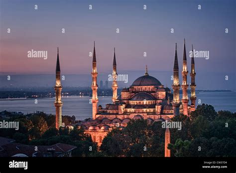 Sultan Ahmed Mosque Or Blue Mosque At Sunrise Istanbul Turkey Stock