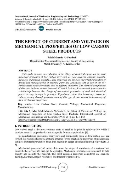 Types of carbon steel and their properties. (PDF) The effect of current and voltage on mechanical ...