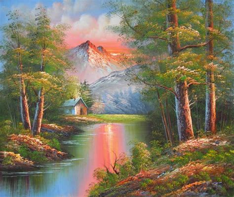 Tableau Paysage Lever Soleil Montagne Paysages En Peinture