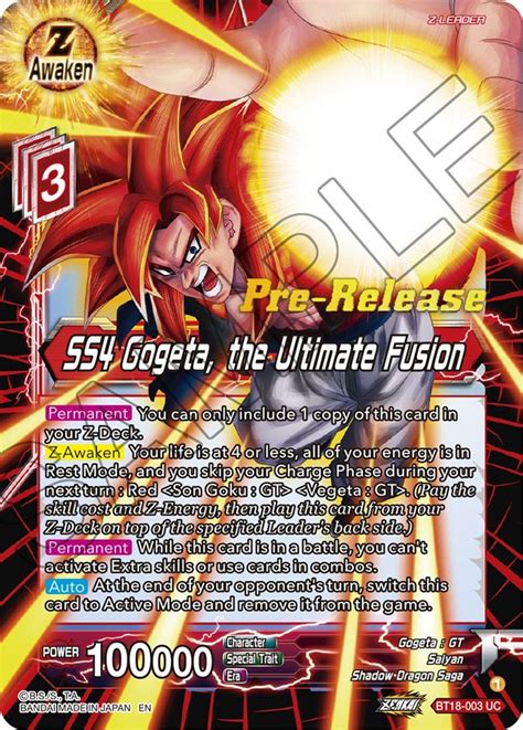 Ss4 Gogeta The Ultimate Fusion Dawn Of The Z Legends Pre Release