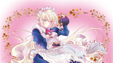 Download Wallpaper 2560x1440 Girl Maid Tea Anime Art Widescreen 16