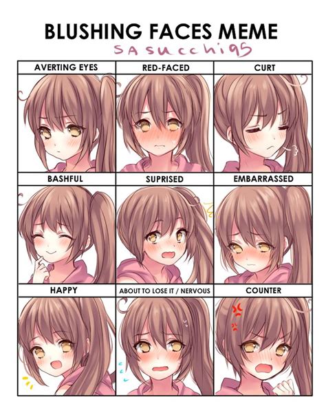 Blushing Faces Meme Sasu By Sasucchi95 Anime Faces Expressions Blushing Anime Blushing Face