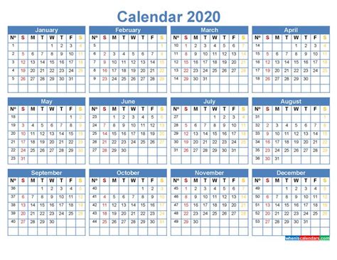 12 Months Of The Year And Free Printable 2020 Calendar Calendar