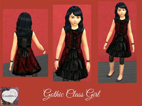 Cocobuzzs Gothic Class Girls Dress Sims 4 Clothing Sims 4 Children