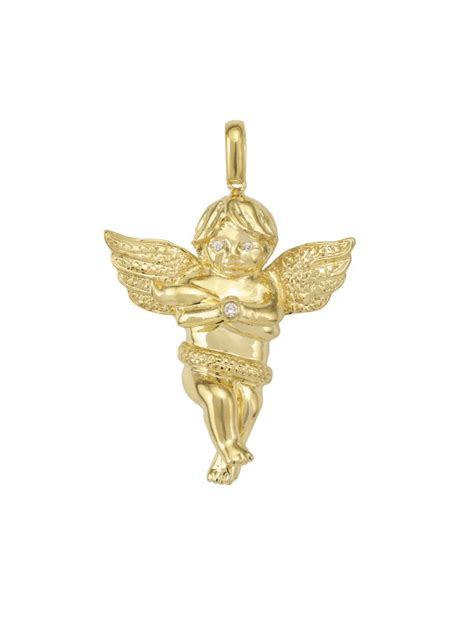 Angel Charm 14k Yellow Gold Pendants Jewelry