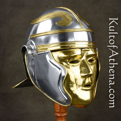 Roman Cavalry Helmet With Brass Mask 18 Gauge