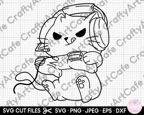 Kawaii Cute Gamer Gaming Cat Cats Cat With Game Pad Cat Holding
