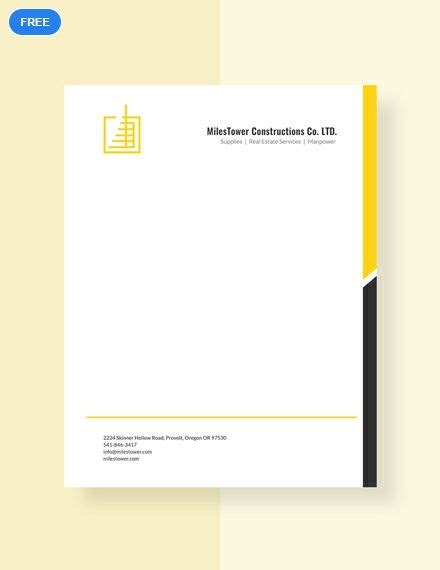 Looking for inspiration for your logo design? Get to make a personalized letterhead for your construction company with this free templat ...