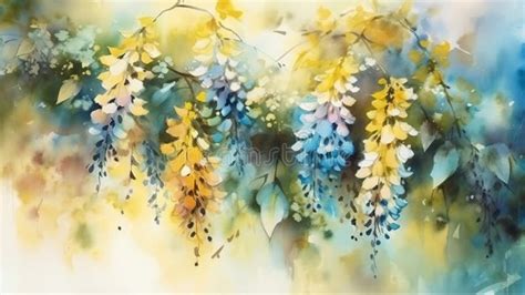 Flowers Painting Watercolor Wisteria Stock Illustrations 274 Flowers