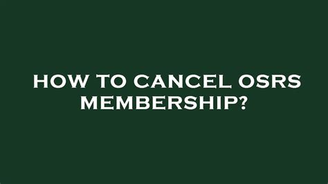 How To Cancel Osrs Membership Youtube