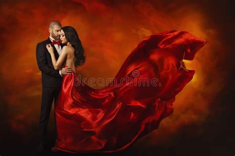 Elegant Couple Dancing In Love Woman In Red Clothes And Lover Stock Image Image Of Couple