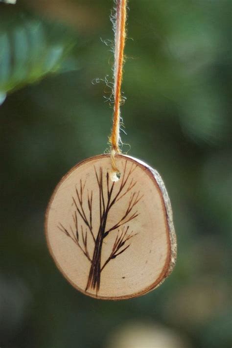 Wood Burned Branch Ornament Christmas Ornaments Personalized