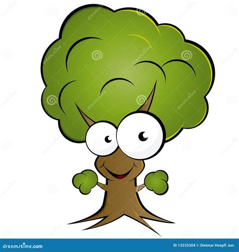 Happy Cartoon Tree Stock Vector Illustration Of Anthropomorphic 13235304