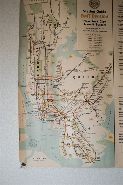 Reserved Vintage 1963 Nyc Subway Route Map Large Poster New Etsy