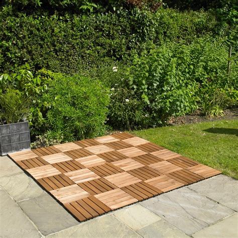 9 Pack Wooden Decking Tiles Deck Easy Click Slabs Garden