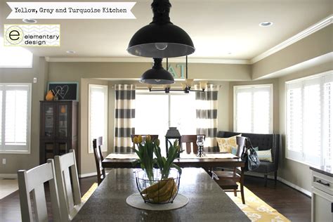 Go for yellow walls and grey cabinetry or vice versa depending on the effect you want to produce with your kitchen. Elementary Design: Yellow, Gray, and Turquoise Kitchen