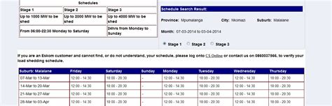 The load shedding timetable starts when there is a formal announcement from eskom. Today Eskom Load Shedding Schedule