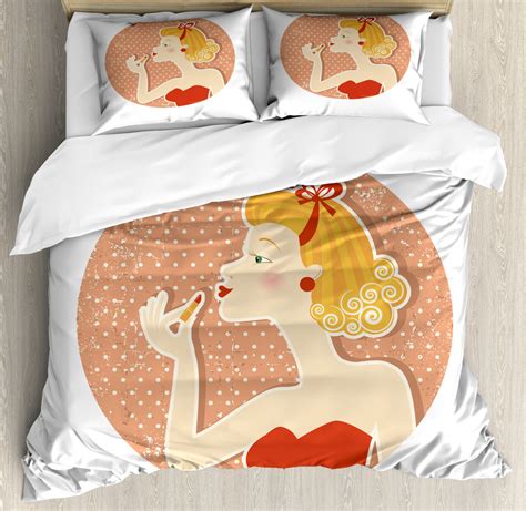 Pin Up Girl Duvet Cover Set Twin Queen King Sizes With Pillow Shams