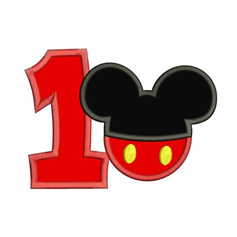1st Birthday Mickey Number 1 Applique Design