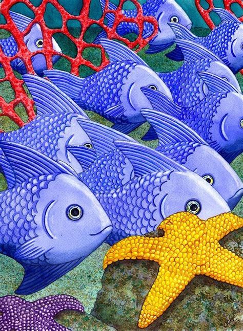 Blue Fish Art Print By Catherine G Mcelroy Fish Painting Fish Art